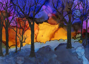 Fire And Ice Becky Brockman-Schnneider Madison WI alcohol ink & marker  SOLD